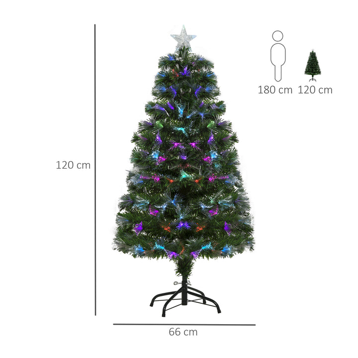 HOMCM 1.2m Tall Artificial Tree Fiber Optic Colorful LED Pre-Lit Holiday Home Christmas Decoration with Flash Mode