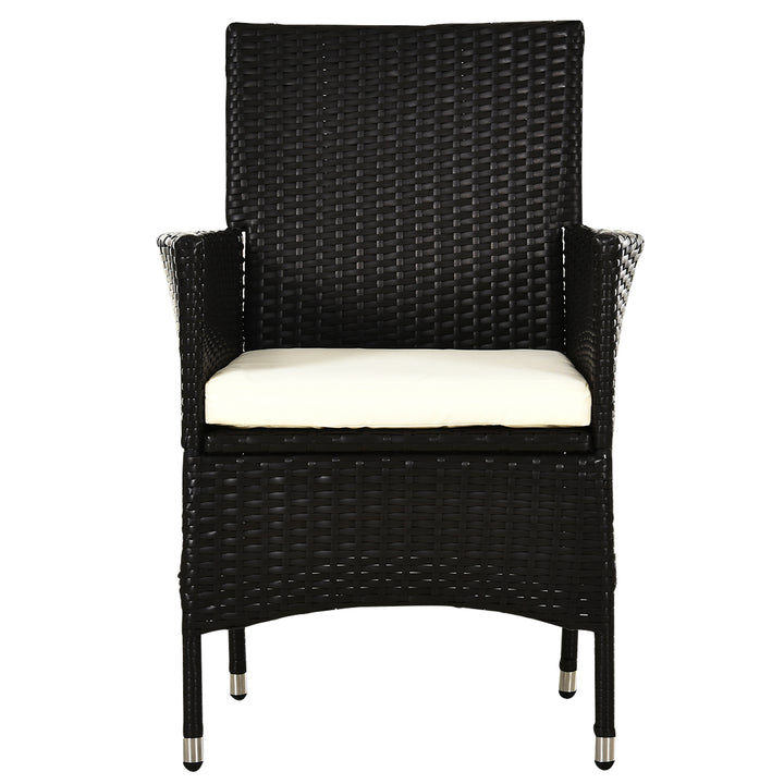 Waterproof Rattan Armchair Duo: Deep Coffee Garden Patio Seating with Cushions