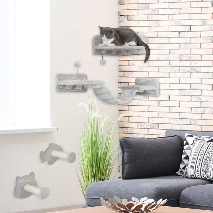 4PCs Cat Wall Shelves with Steps