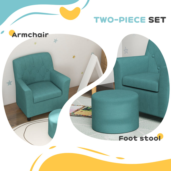 2PCs Kids Sofa Set with Footrest