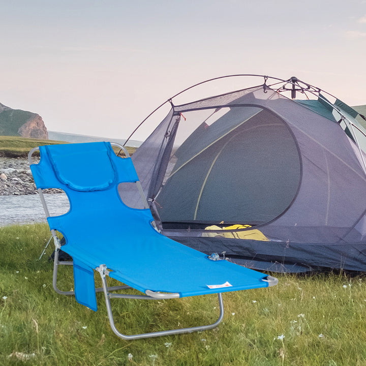 Beach Chaise Lounge: Portable with Face Cavity