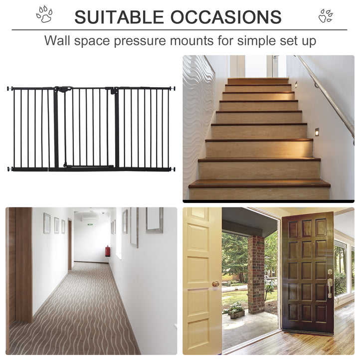 Retractable Pet Safety Gate Dog Barrier Home Doorway Corridors Room Divider Stair w/ 3 Extensions