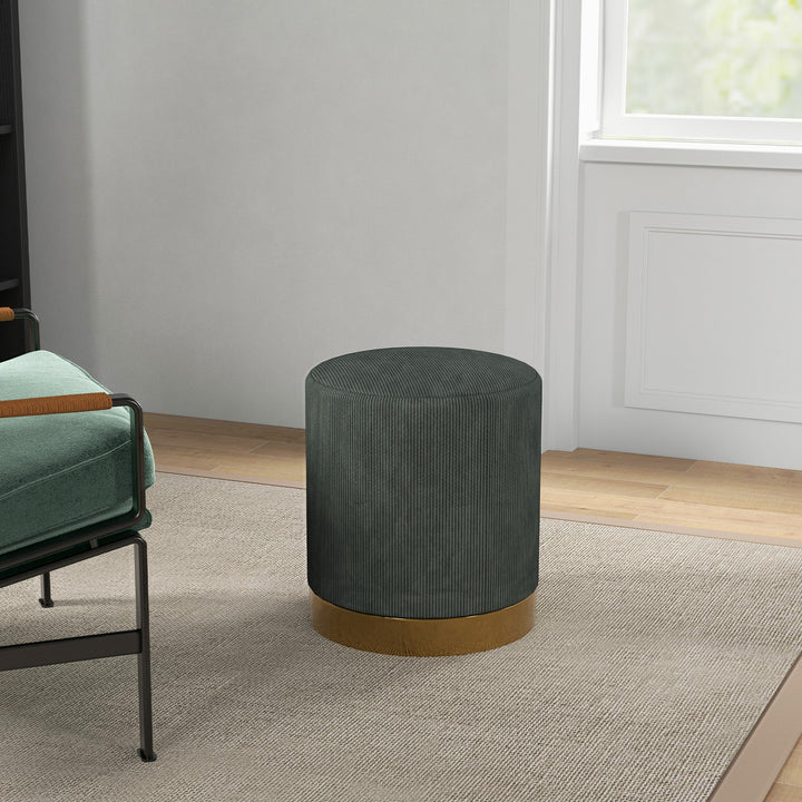 Soft Padded Corduroy Footstool - Dark Green