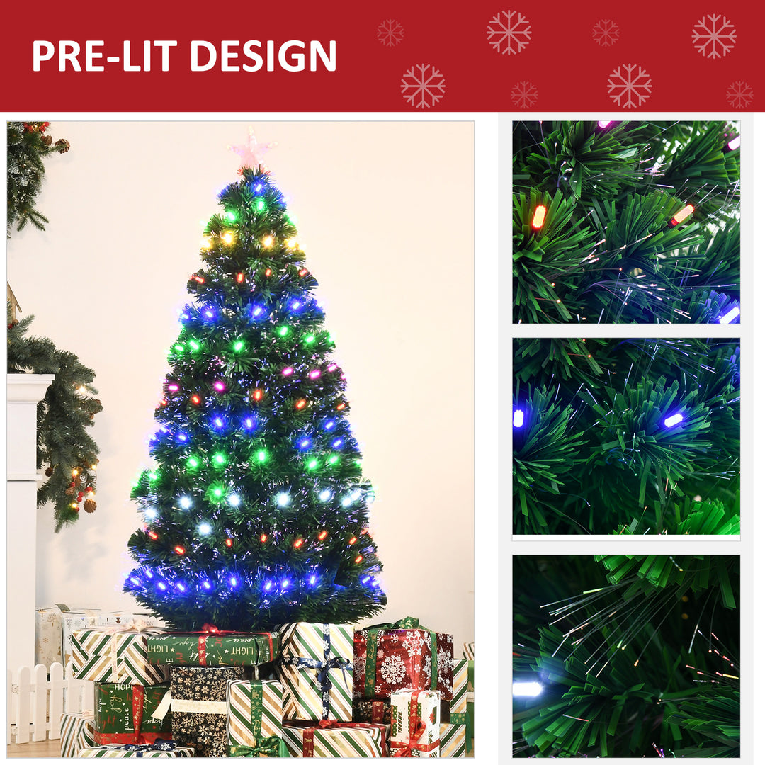 5ft Pre-Lit Fiber Optic Christmas Tree w/ Star Tree Topper