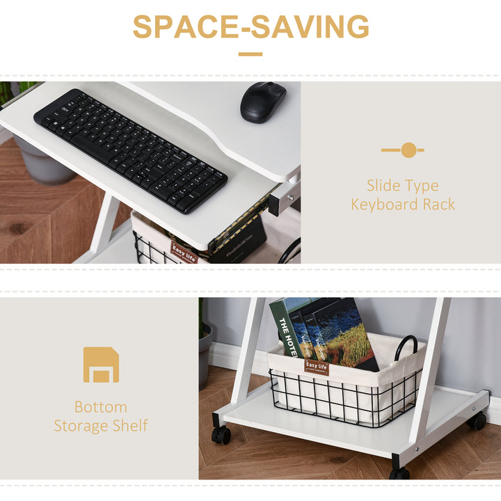 HOMCOM Movable Desk with Wheels