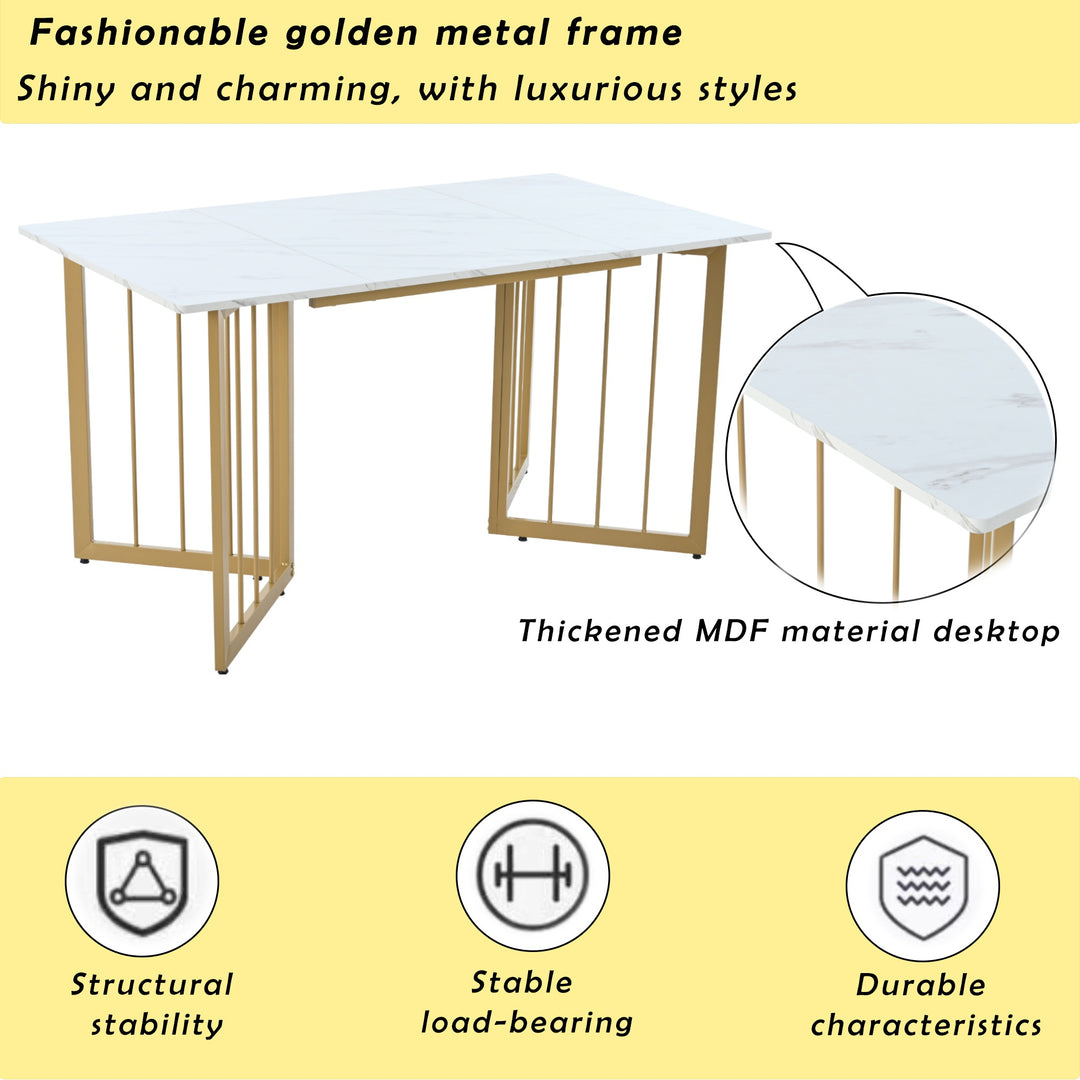 Modern Rectangular Extendable Dining Table with V-shaped Support Legs