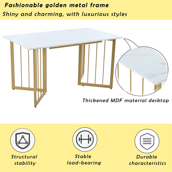 Modern Rectangular Extendable Dining Table with V-shaped Support Legs