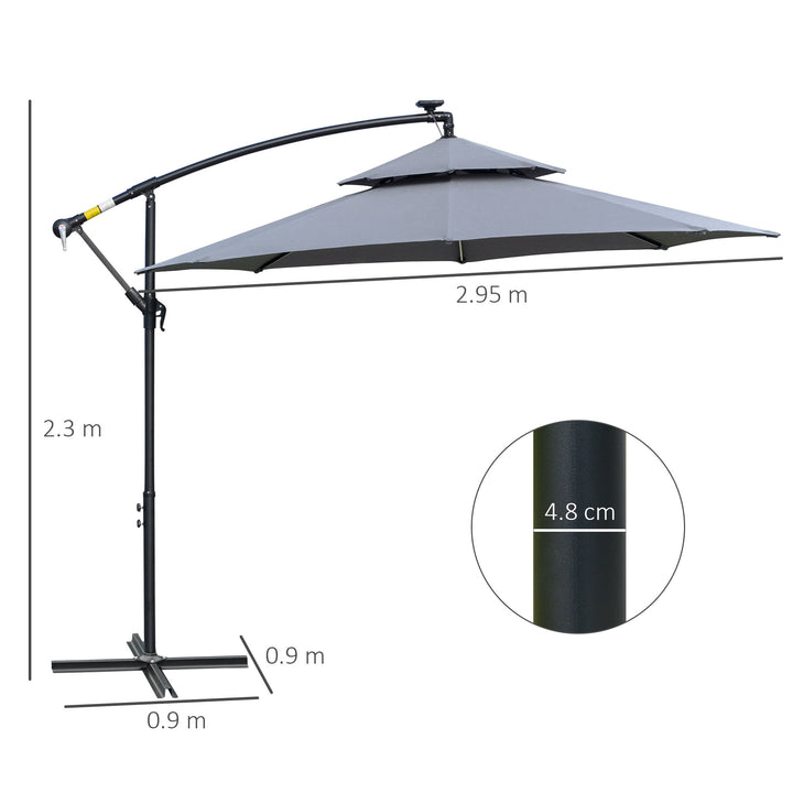 3(m) Cantilever Banana Parasol Hanging Umbrella with Double Roof