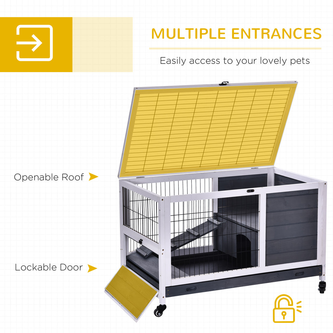 Rabbits Indoor Fir Wood Lift-Top Hutch Grey