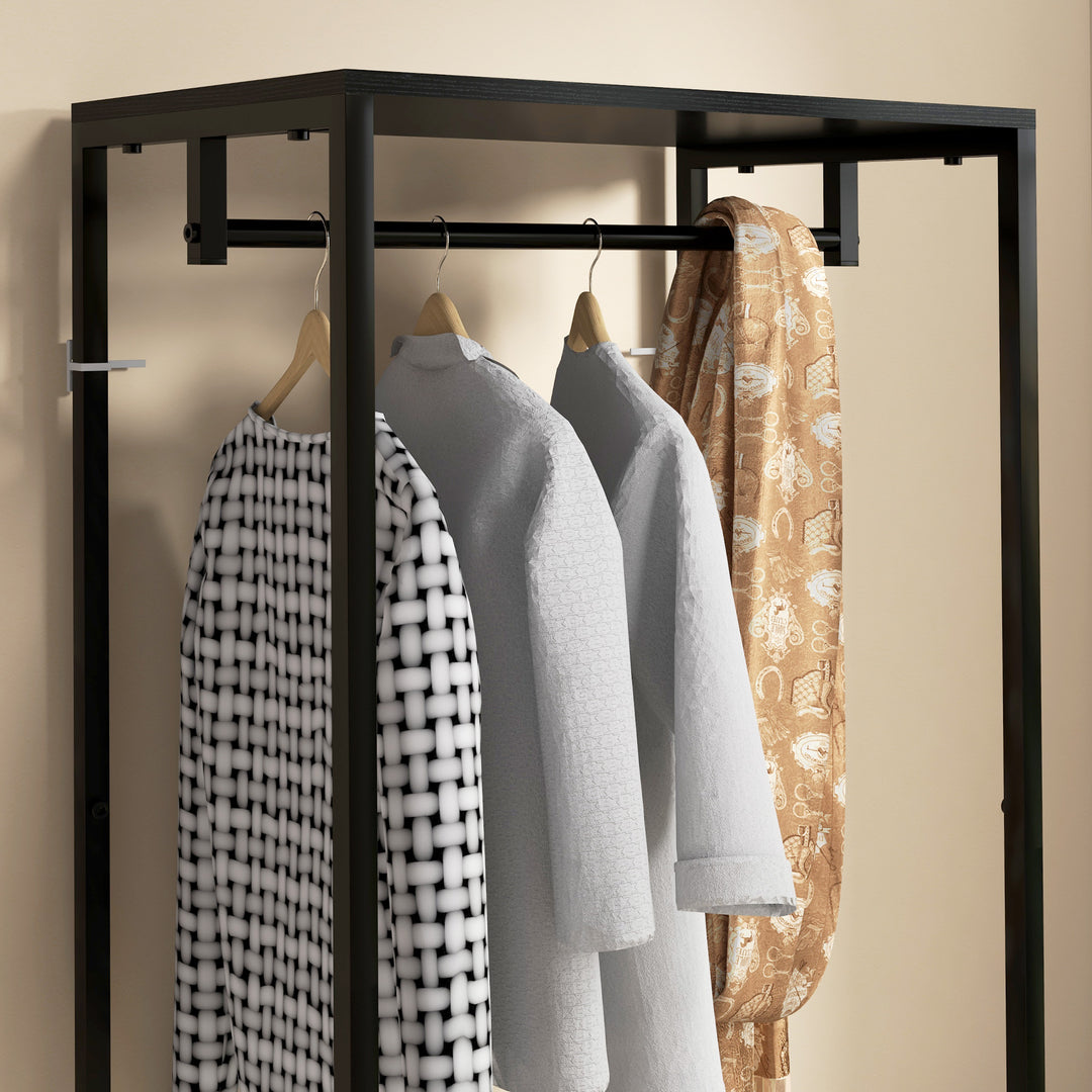 Hallway Coat Rack and Shoe Bench Tree - Black