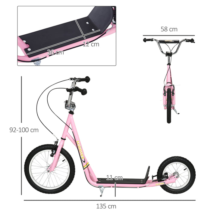 Teen Scooter Push Kick Scooters for Kids with Rubber Wheels Adjustable Handlebar Front Rear Dual Brakes Kickstand