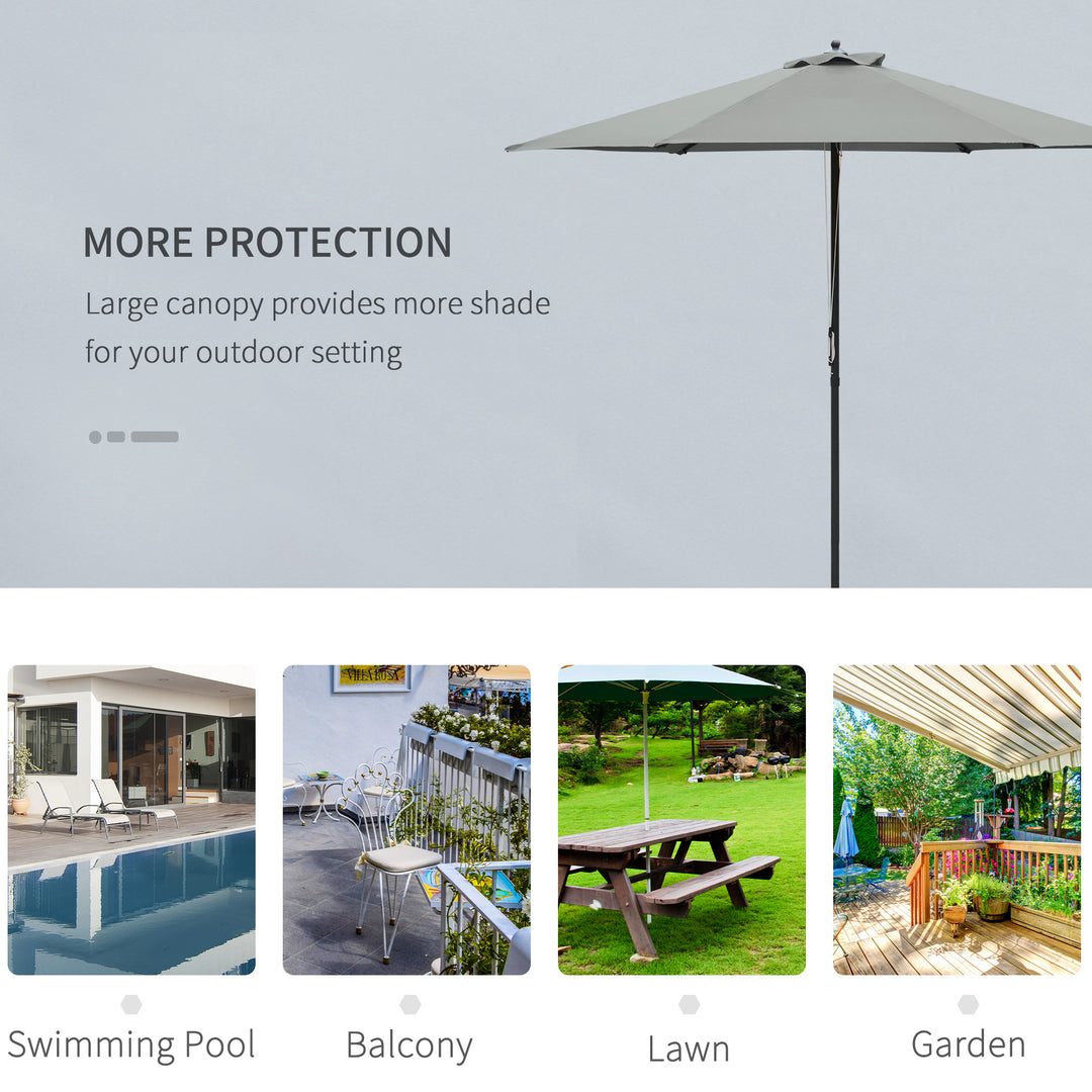 2.8m Patio Parasols Umbrellas Outdoor 6 Ribs Sunshade Canopy Manual Push Garden Backyard Furniture