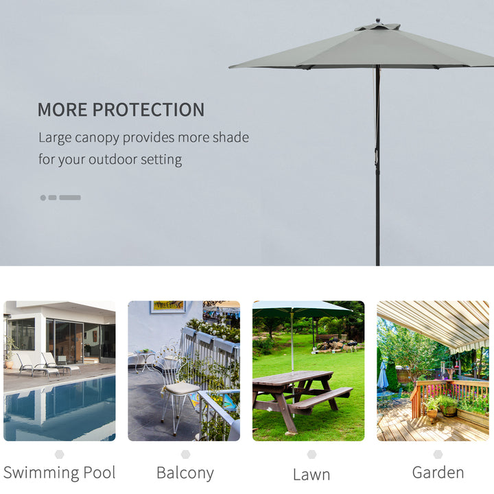 2.8m Patio Parasols Umbrellas Outdoor 6 Ribs Sunshade Canopy Manual Push Garden Backyard Furniture