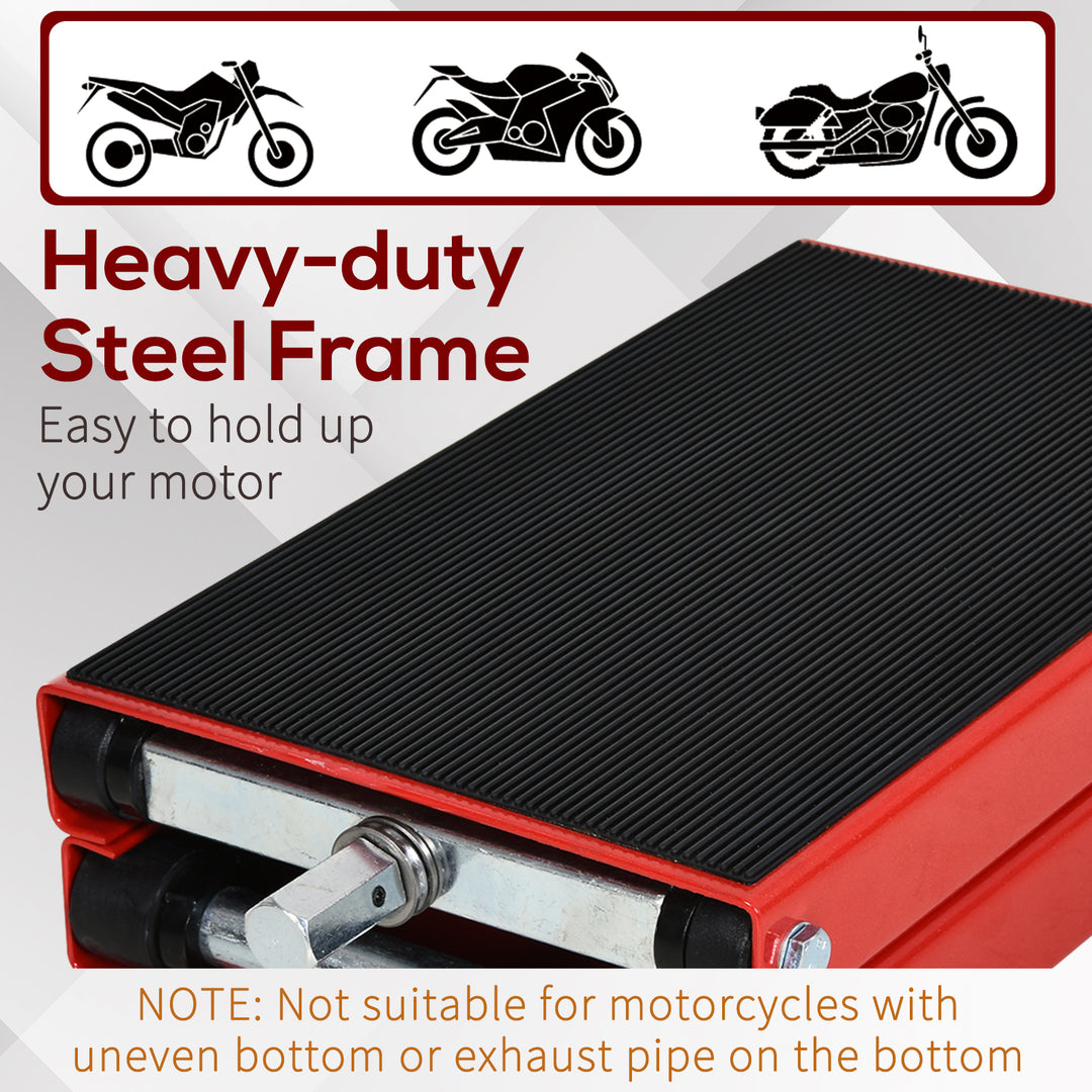 Steel Manual Repair Motorcycle Lift Platform Red