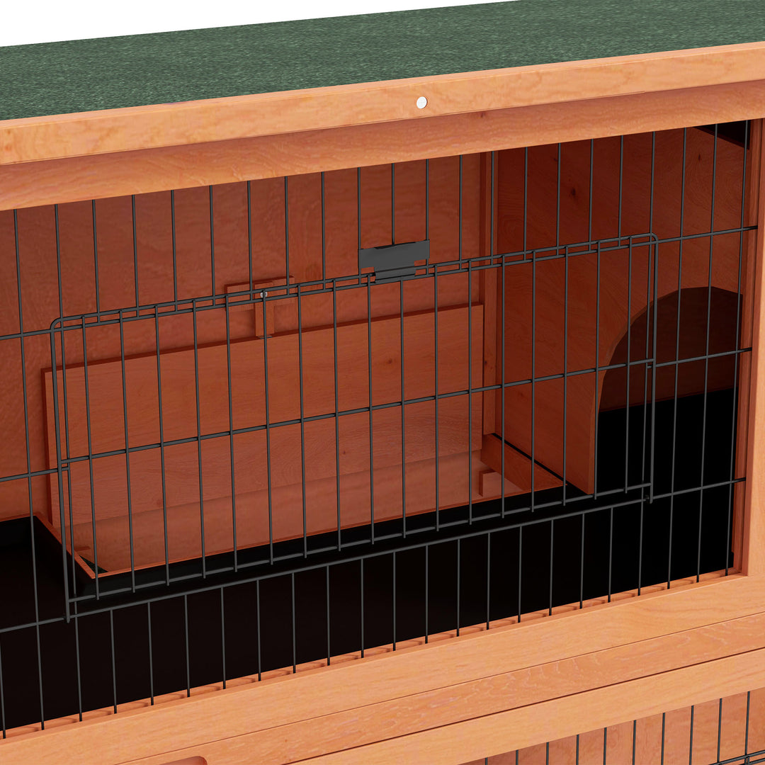 2 Tier Antiseptic Wood Rabbit Hutch with Run Outdoor Orange