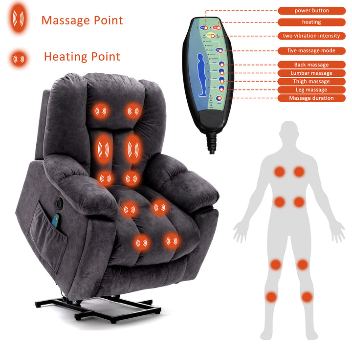 Power Massage Lift Recliner Chair with Heat and Vibration