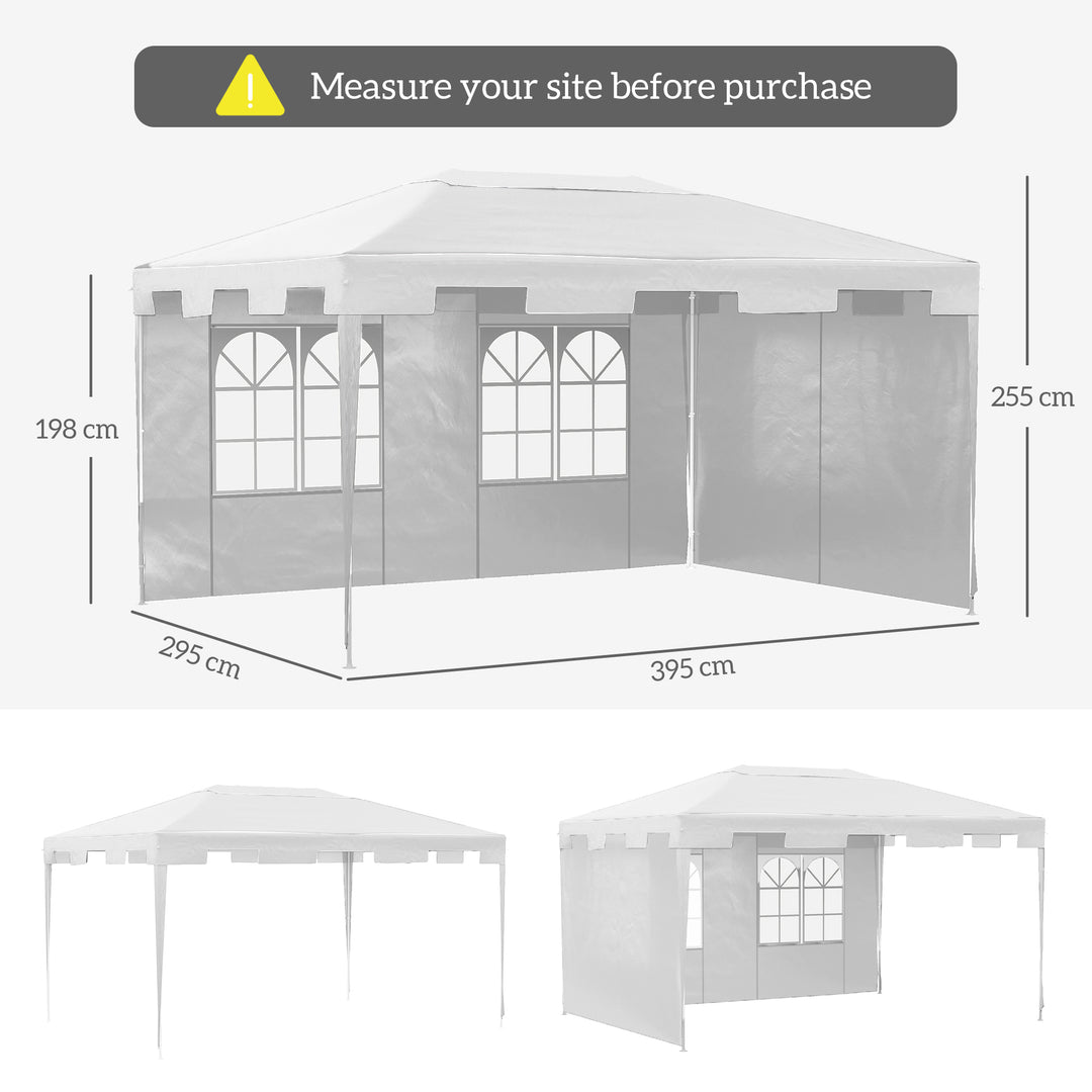 3 x 4 m Garden Gazebo Shelter Marquee Party Tent with 2 Sidewalls for Patio Yard Outdoor