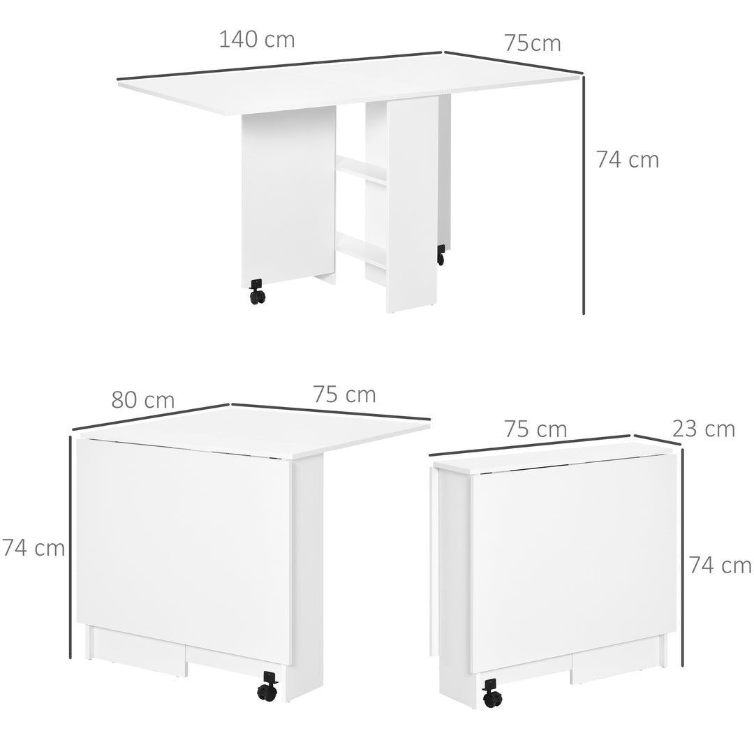 HOMCOM Mobile Folding Kitchen Table