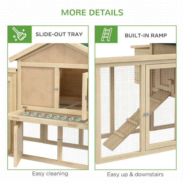 Large Chicken Coop with Run Backyard Hen House Poultry Coops Cages with Nesting Box Wooden 204 x 85 x 93cm