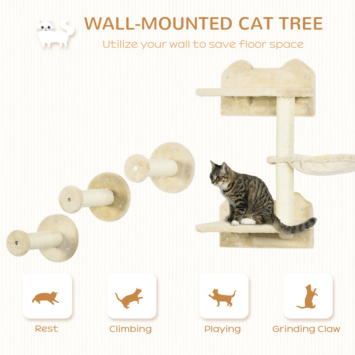 Feline Climbing Haven: Wall-Mounted Shelves with Hammock