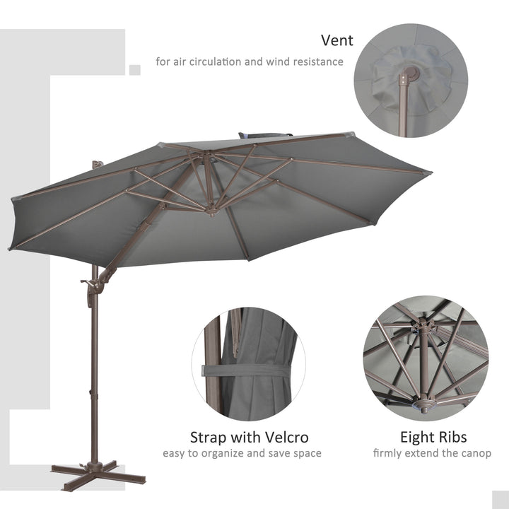 Waterproof 3m Cantilever Parasol: 360° Rotating Hanging Sunshade