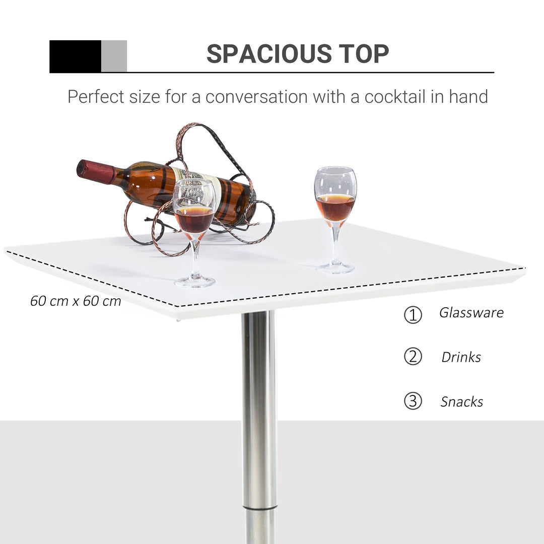 Square Height Adjustable Bar Table Counter Pub Desk with Metal Base for Home Bar