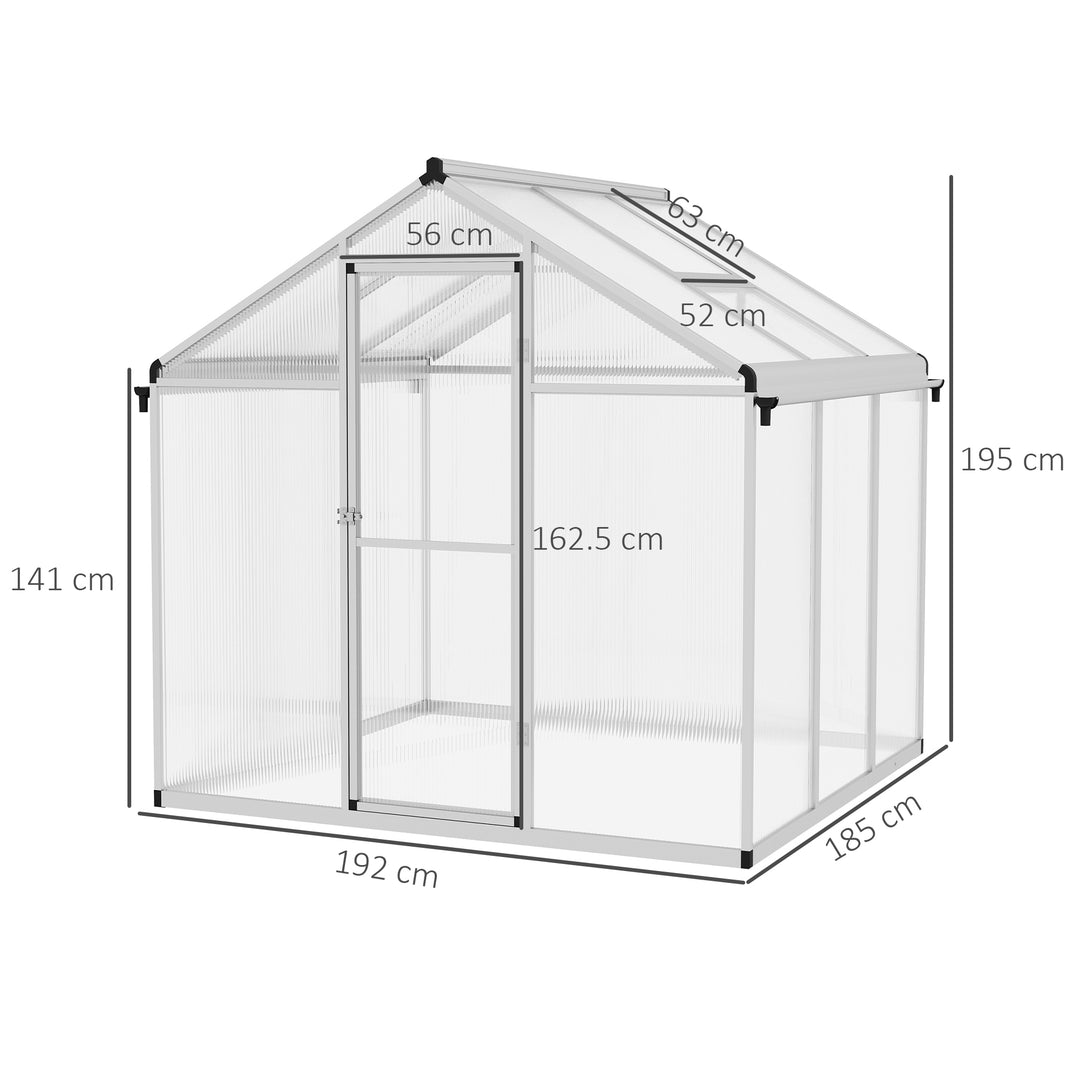 6 x 6ft Polycarbonate Greenhouse with Rain Gutters