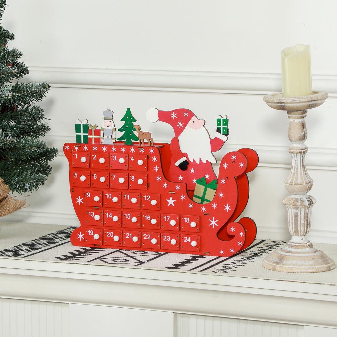 24-Drawer Reusable Santa Sleigh Christmas Advent Calendar