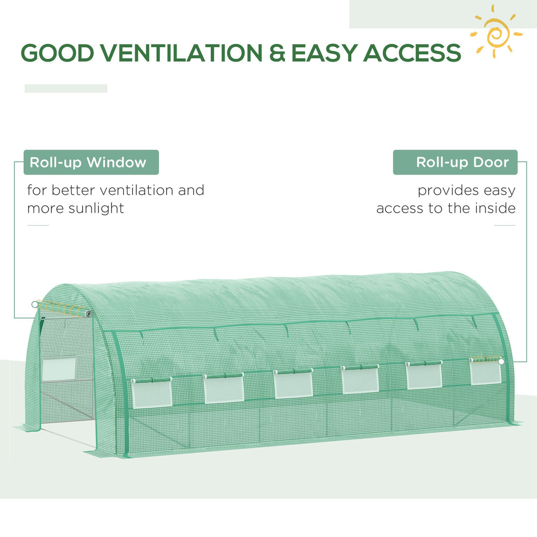 Polytunnel Greenhouse Walk-in Grow House Tent with Roll-up Sidewalls