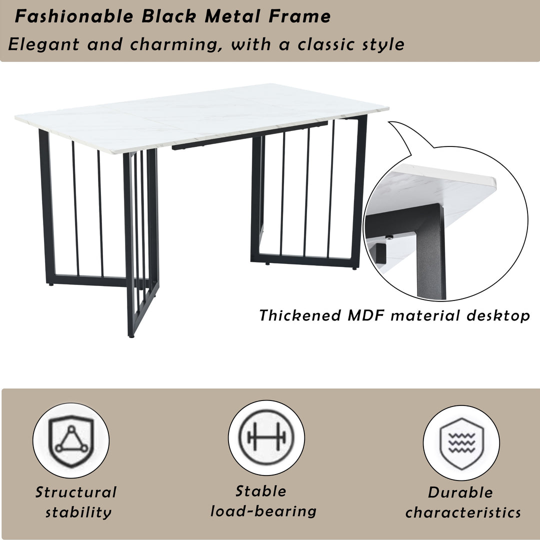 Modern Rectangular Extendable Dining Table with V-shaped Support Legs