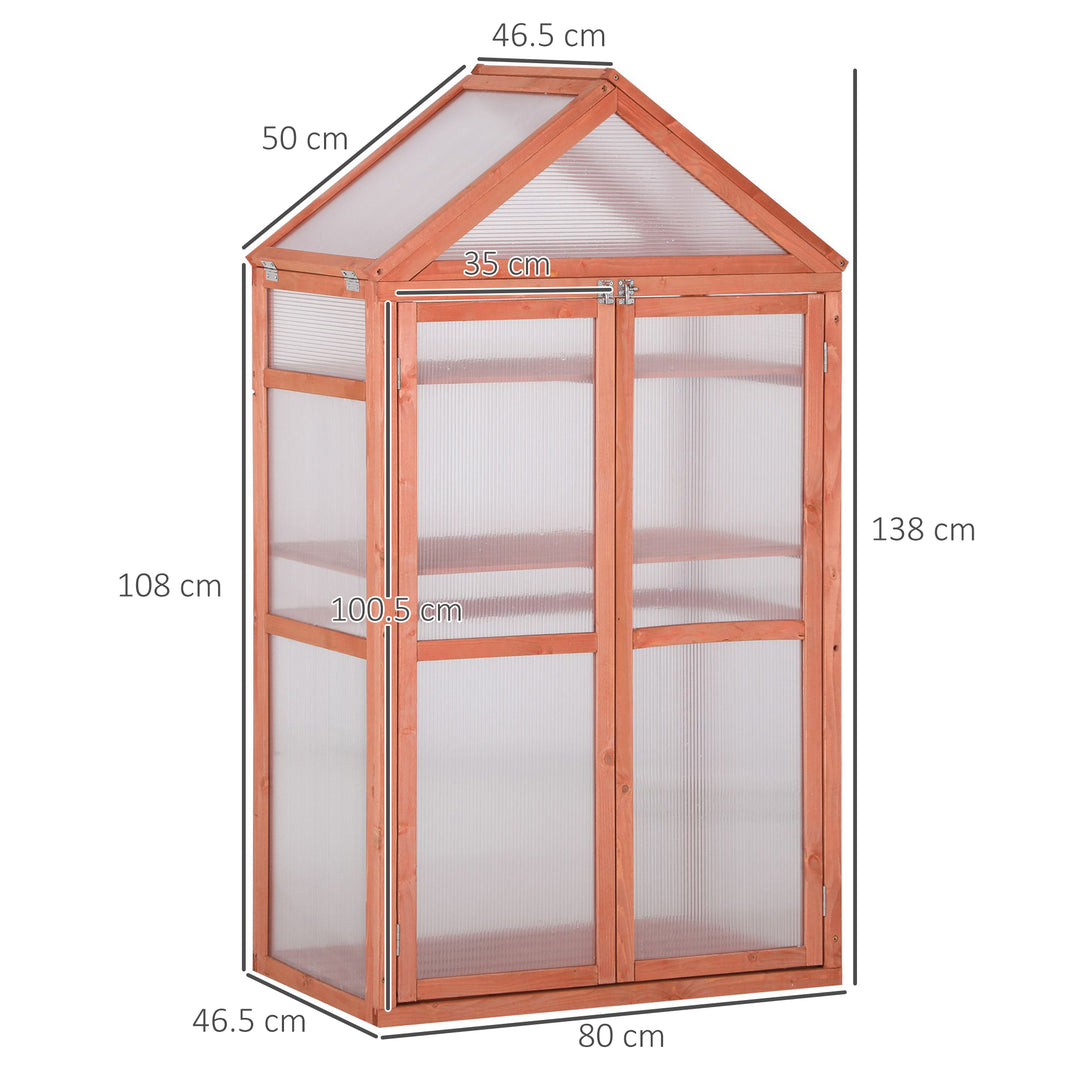 3-Tier Wooden Cold Frame Greenhouse Garden Polycarbonate Grow House w/ Adjustable Shelves