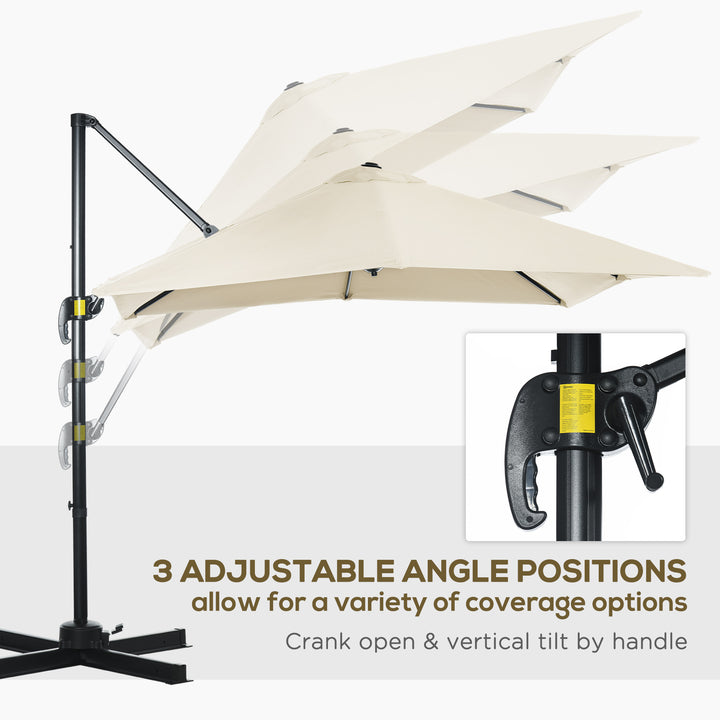 2.5 x 2.5m Patio Offset Parasol Umbrella Cantilever Hanging Aluminium Sun Shade Canopy Shelter 360° Rotation w/Crank Handle