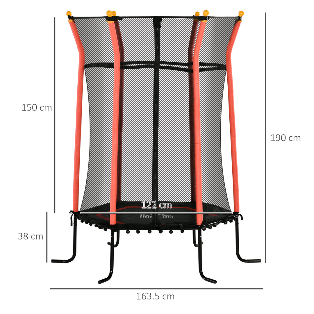 Kids Trampoline Mini Bouncer with Enclosure Safety Net For Ages 3-10 Years - Red