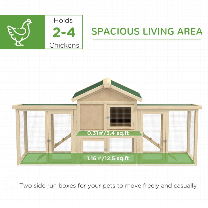 Large Chicken Coop with Run Backyard Hen House Poultry Coops Cages with Nesting Box Wooden 204 x 85 x 93cm