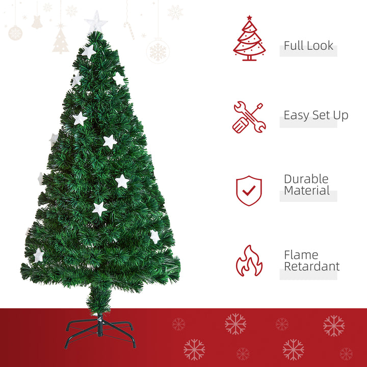 5ft 150cm Green Fibre Optic Artificial Christmas Tree W/ Stars