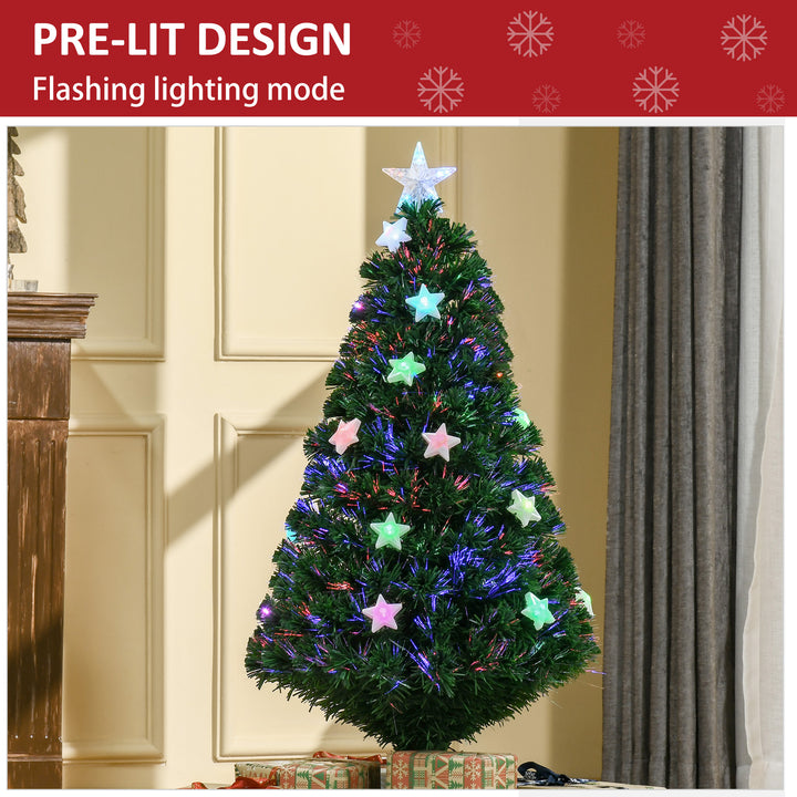 4ft 120cm Fiber Optic Xmas Tree Artificial Christmas Tree W/ Stars