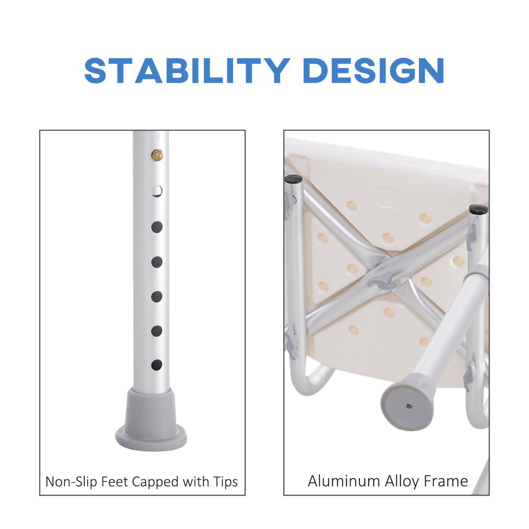 HOMCOM Adjustable Bath Perch: Secure Shower Stool for Elderly Care, Bathroom Safety Aid Aosom UK