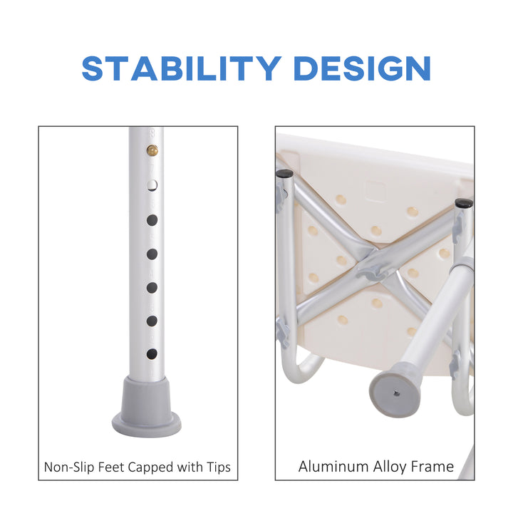 HOMCOM Adjustable Bath Perch: Secure Shower Stool for Elderly Care, Bathroom Safety Aid Aosom UK