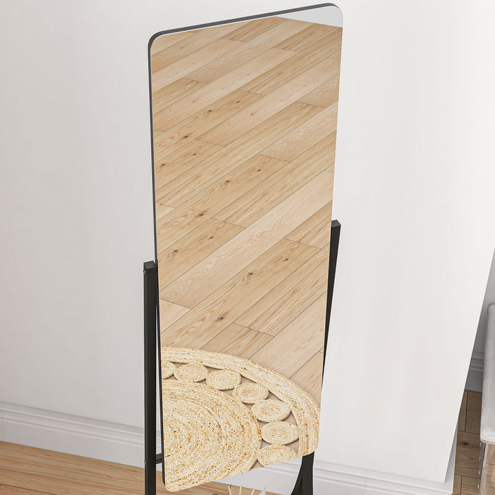 Free Standing Full-Length Mirror with Storage Shelf