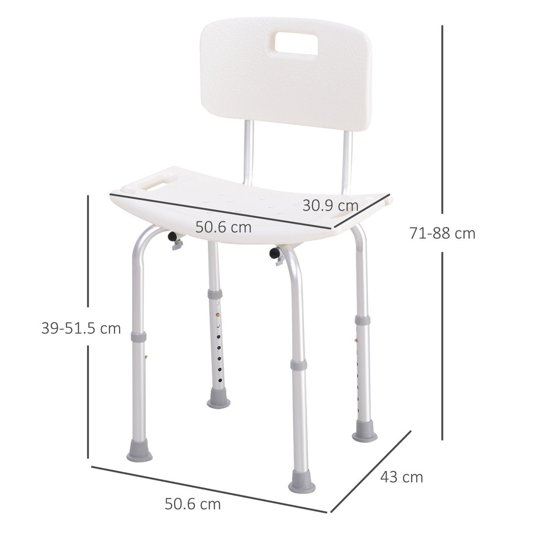 HOMCOM Adjustable Bath Perch: Secure Shower Stool for Elderly Care, Bathroom Safety Aid Aosom UK