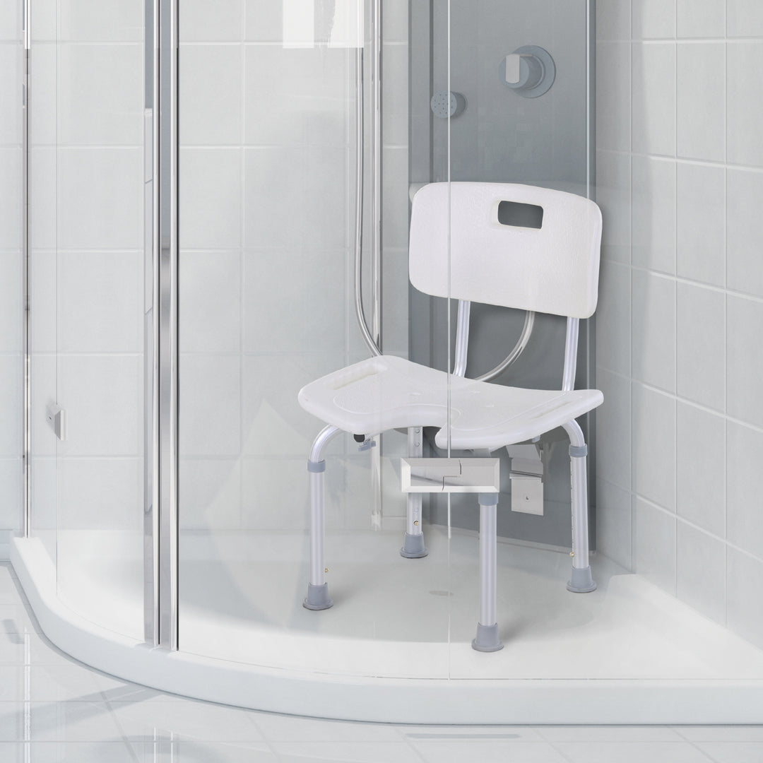 8-Level Height Adjustable Bath Stool Spa Shower Chair Aluminum w/ Non-Slip Feet and Handle