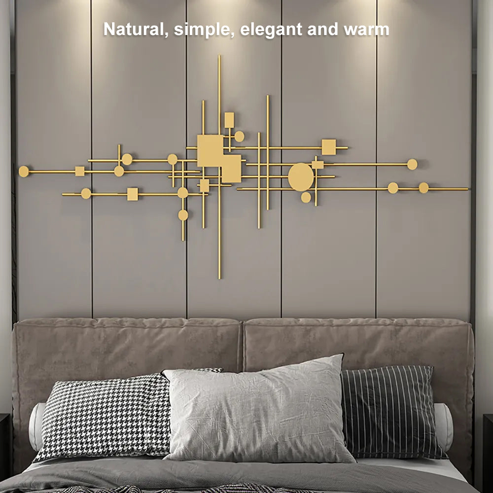 Luxury 3D Gold Geometric Patterns Metal Wall Decor with Overlapping Effects