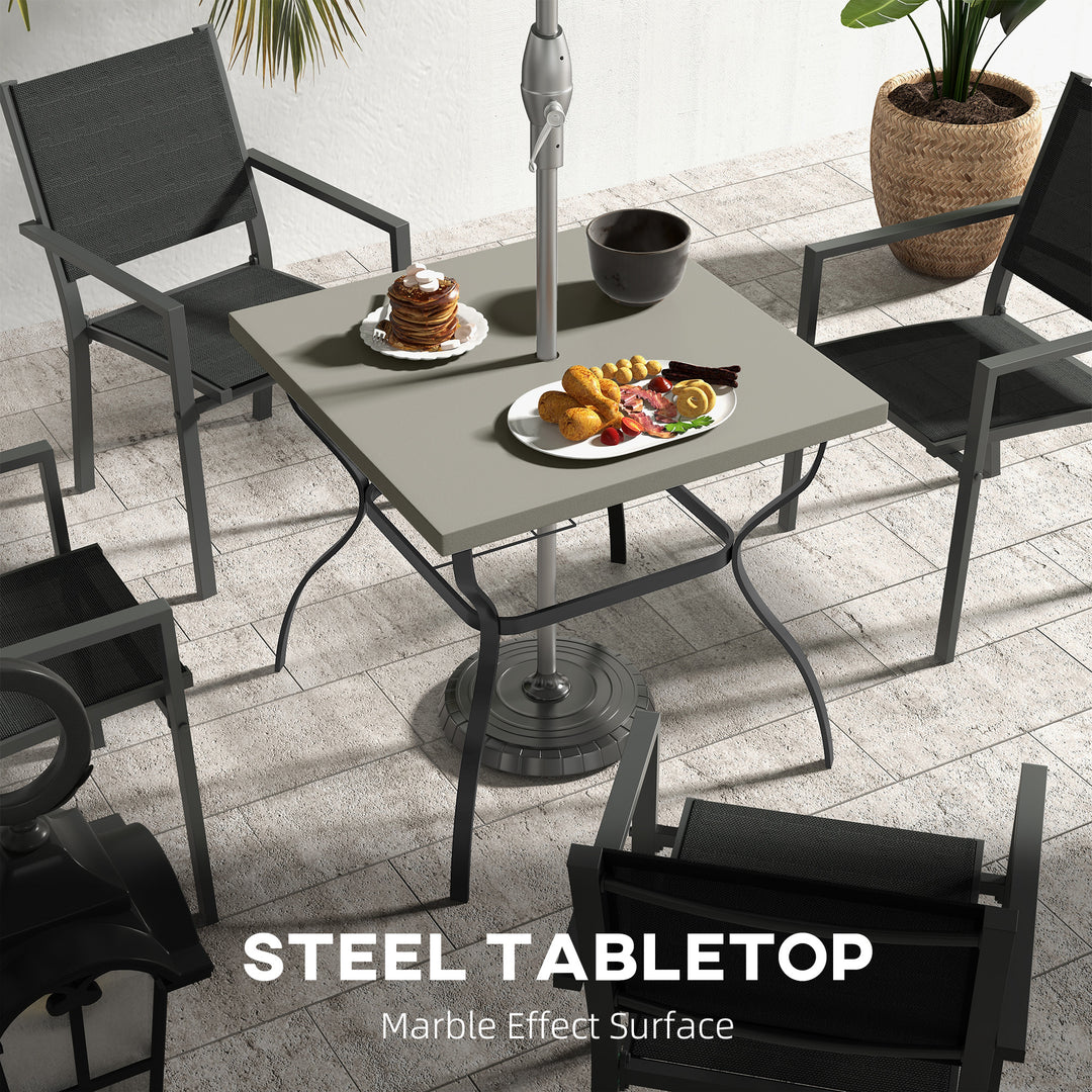 Dia. 80cm Square Garden Dining Table with Umbrella Hole