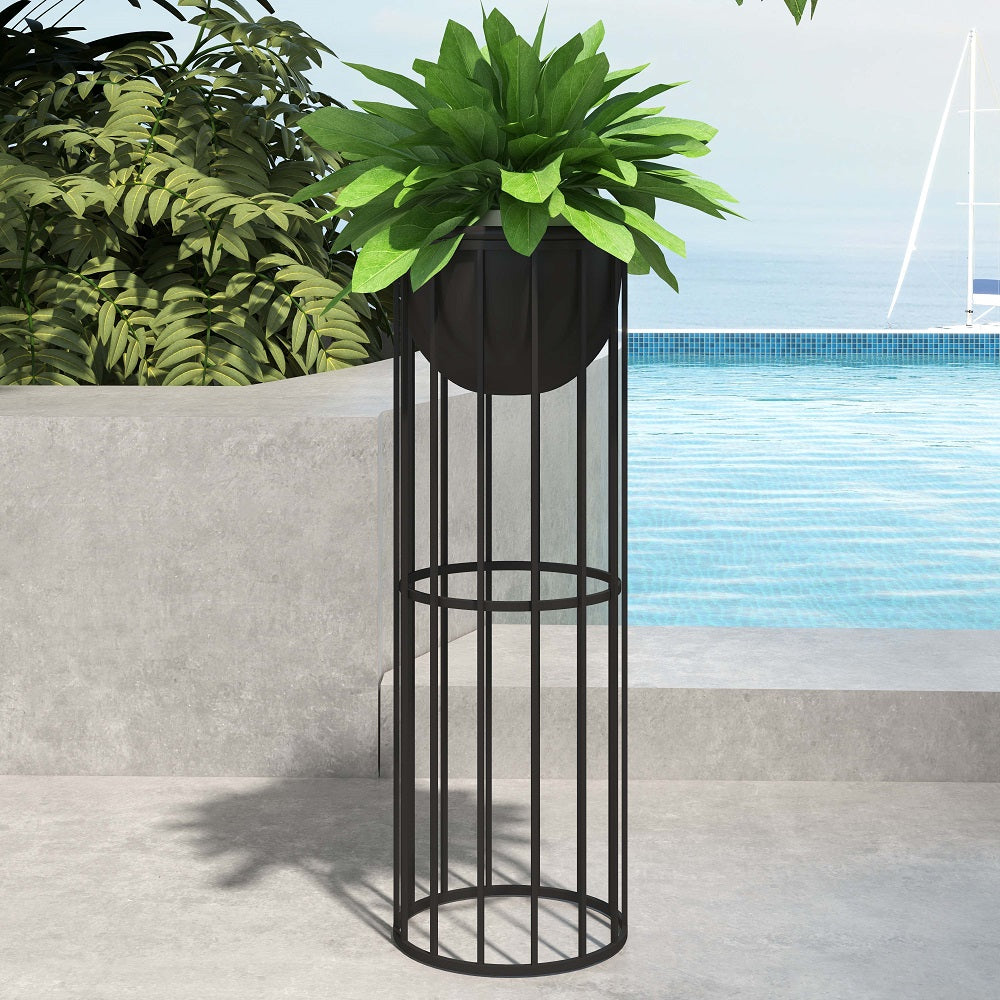 600mm Black Plant Pot Indoor Modern Metal Planter with Stand for Living Room