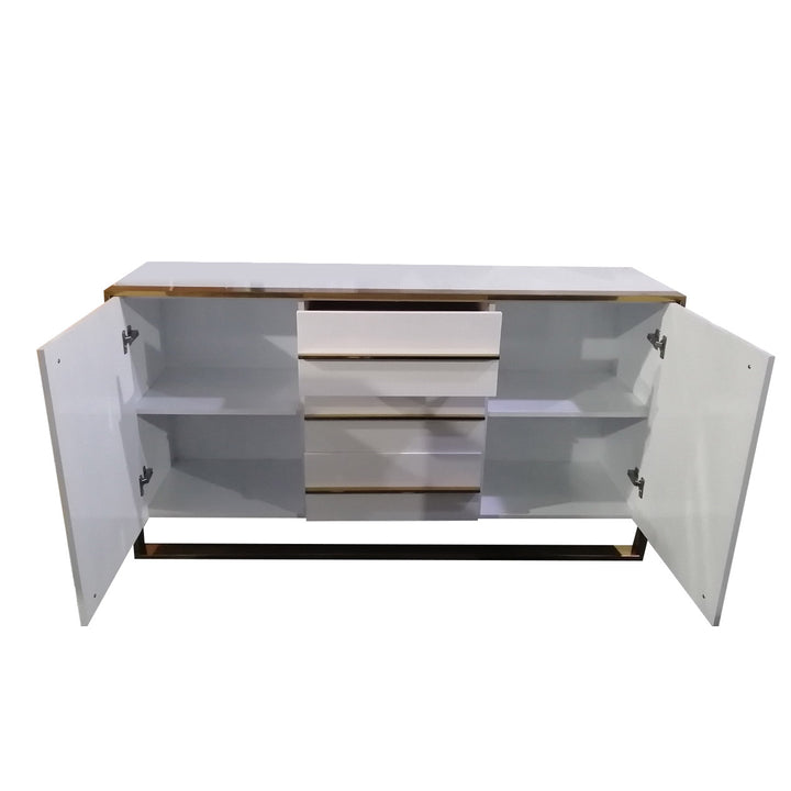 Cylina 59" Glossy White Buffet & Sideboard with 3 Drawers & 2 Doors