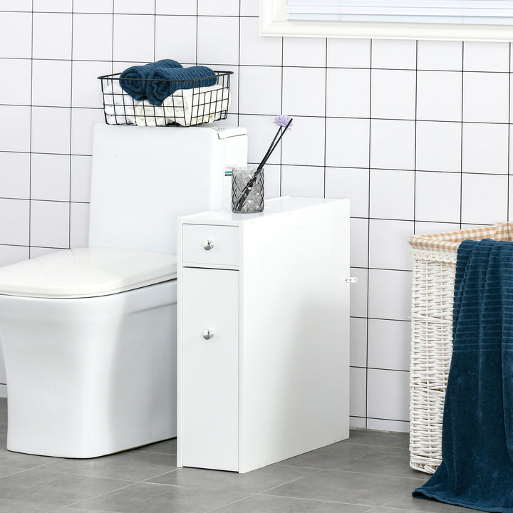 HOMCOM Slim Bathroom Cabinet with Toilet Paper Holder