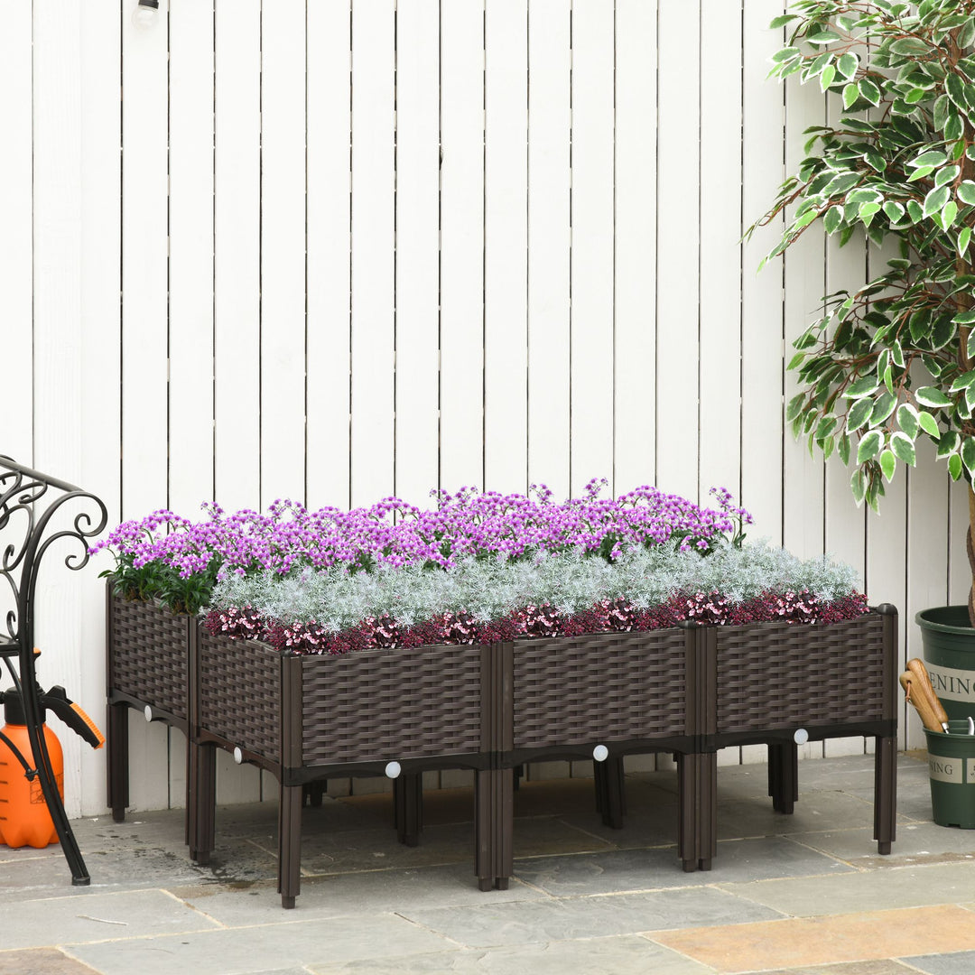 Set of 6 Raised Planter Box for Patios