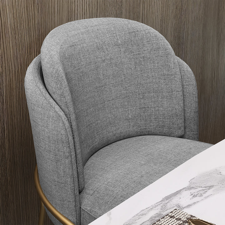 Modern Dining Chairs Cotton&Linen Upholstered Gray Side Chair in Gold Dining Room Chairs