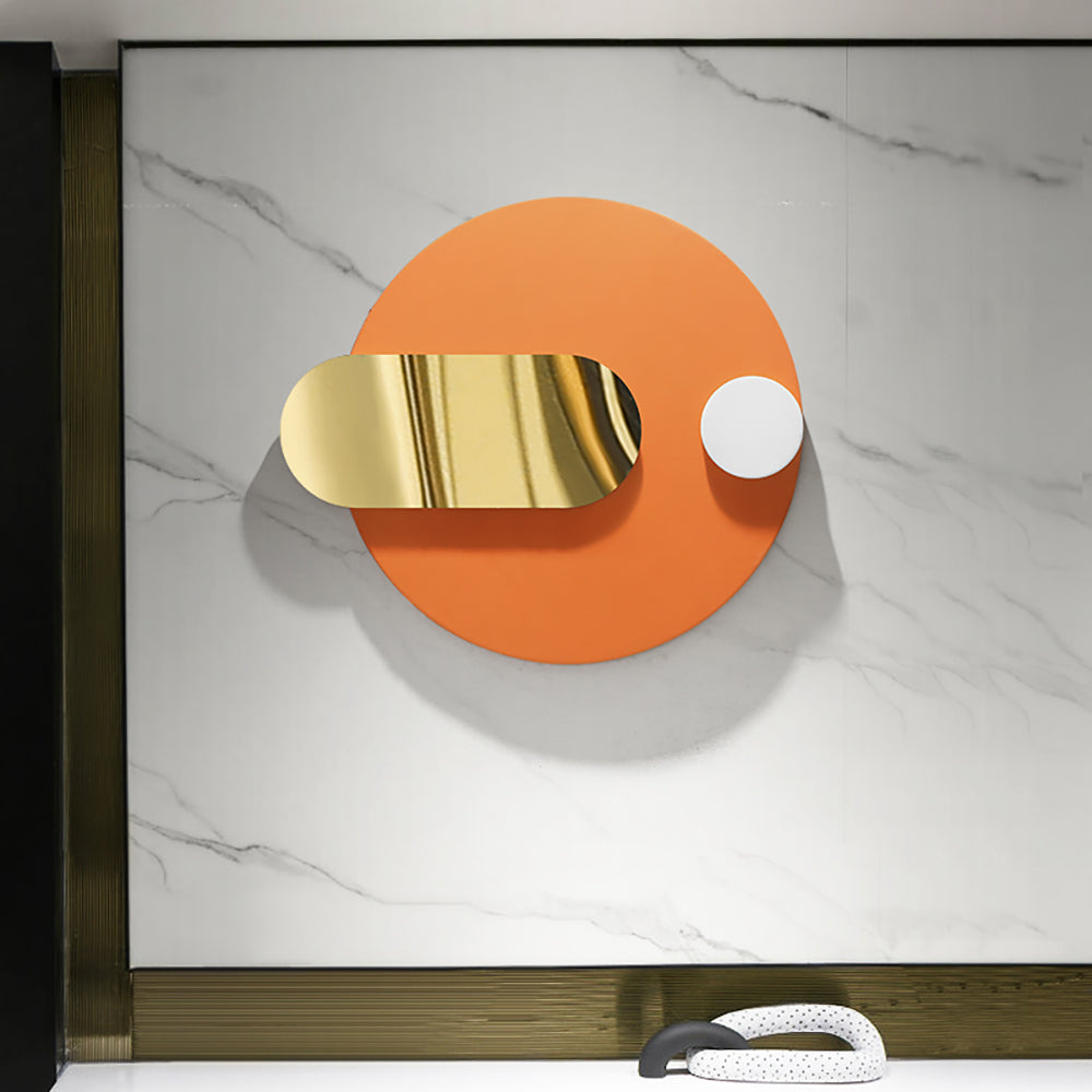 Modern Geometric Pattern Metal Wall Decor Handmade Wall Accent 780mmW Orange & Gold