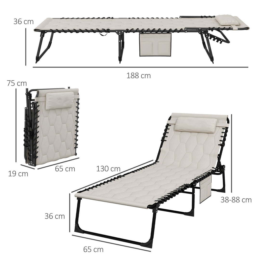 Foldable Sun Lounger Set w/ 5-level Reclining Back